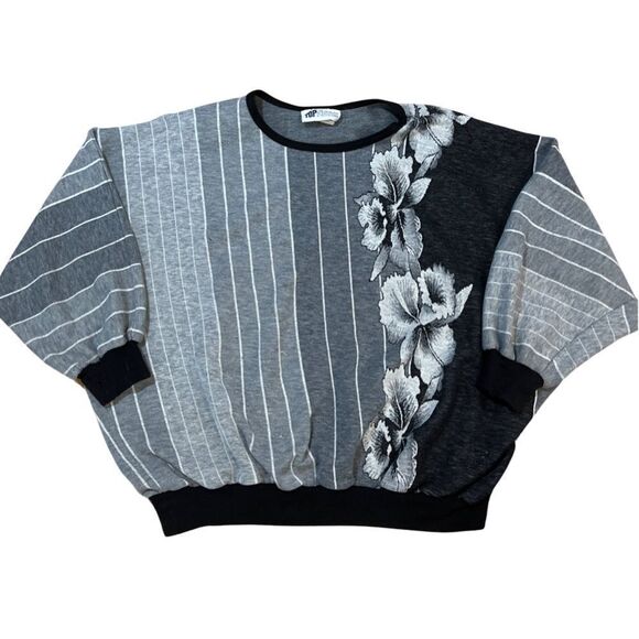 Vintage Top Notch Oversized Floral Sweater with Shoulder Pads size X-Large - Picture 2 of 11